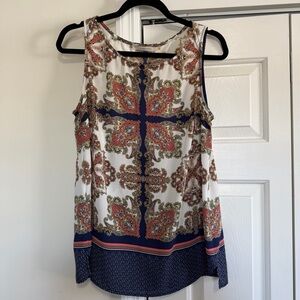 41 Hawthorn Navy Off White Crest Design Dressy Tank Size Large